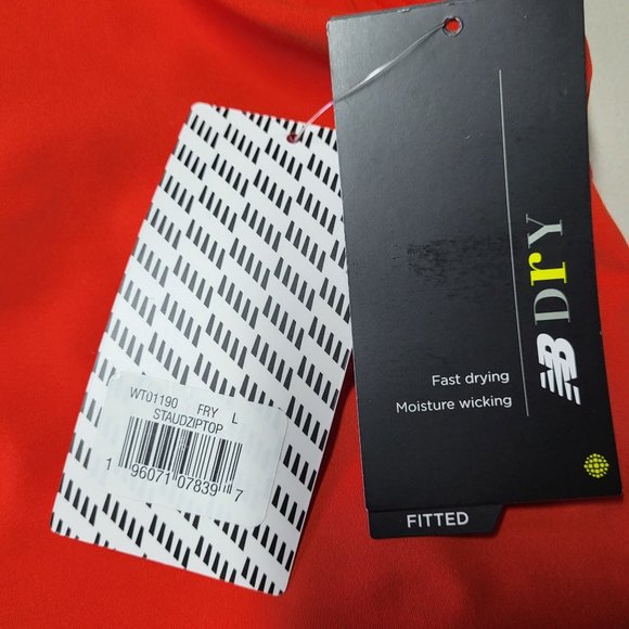 NWT New Balance STAUD Performance CROP‎ TOP Large Red Pink Color Block Fitness - Picture 6 of 15